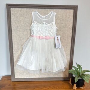 Jona Michelle White Pink Sundress Sleeveless Crew Neck for Bride